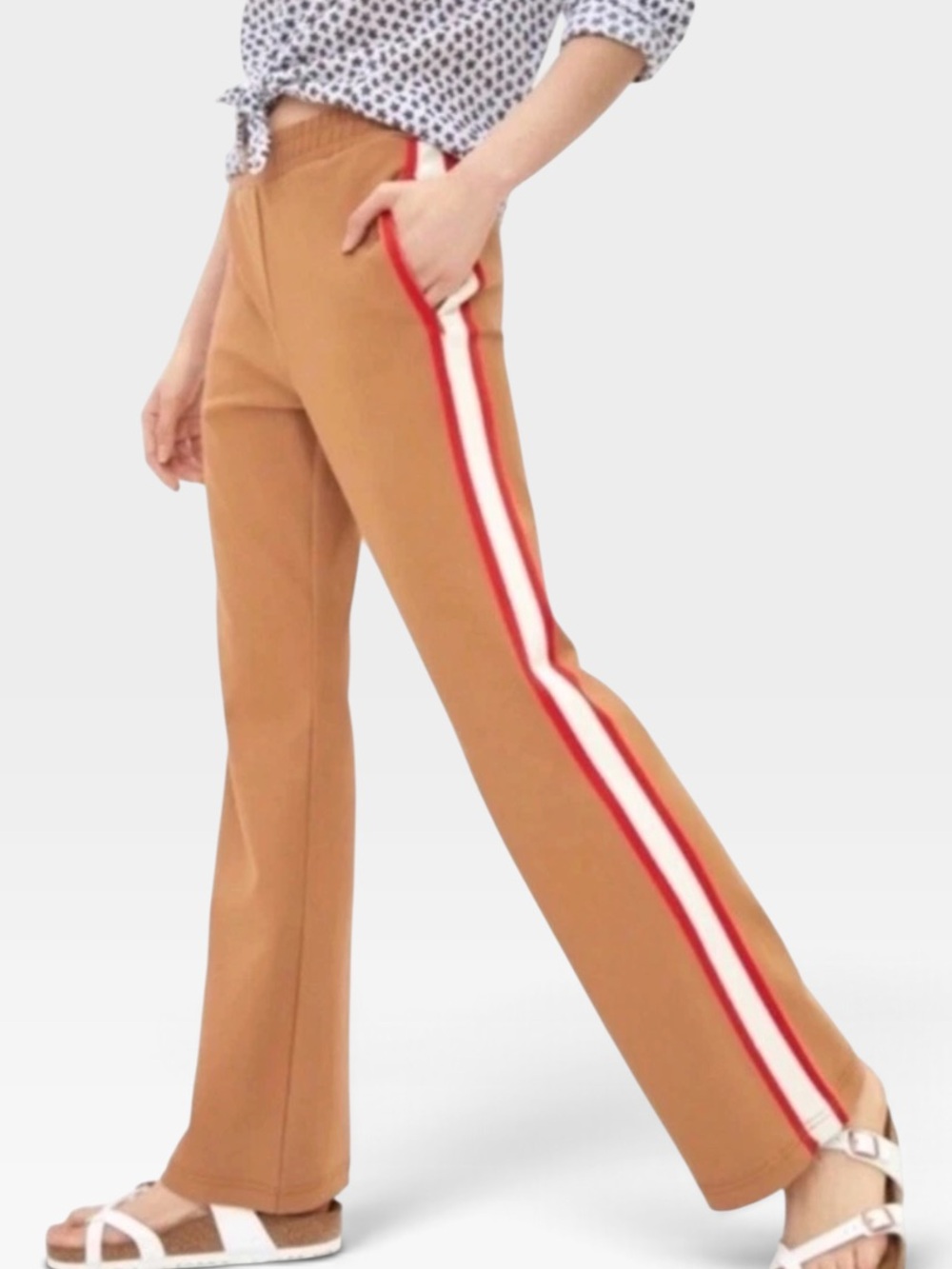 Maeve Martine Ponte Track Trousers from Anthropologie, camel-brown XS